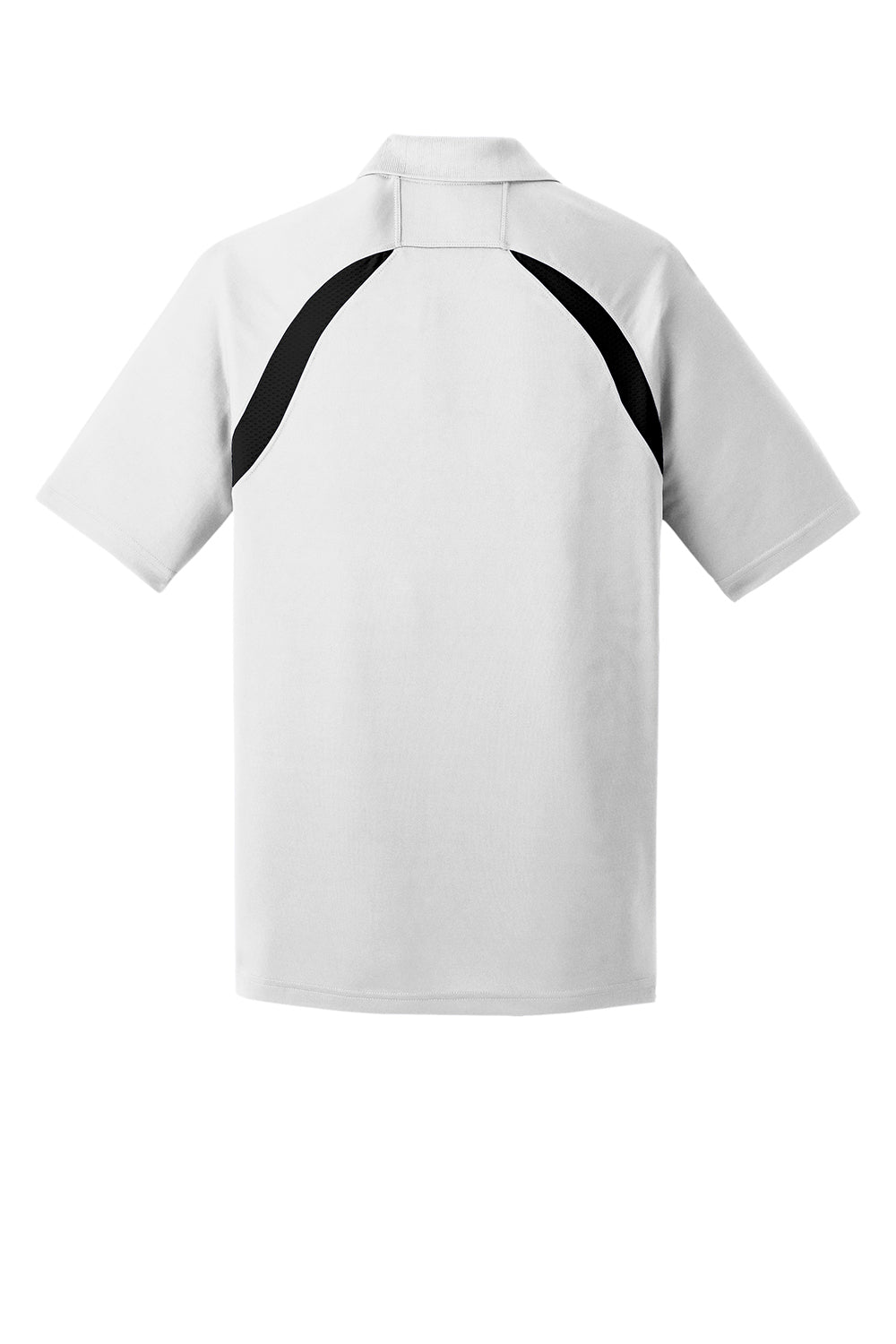 Sport-Tek T476 Mens Dry Zone Moisture Wicking Short Sleeve Polo Shirt White/Black Flat Back