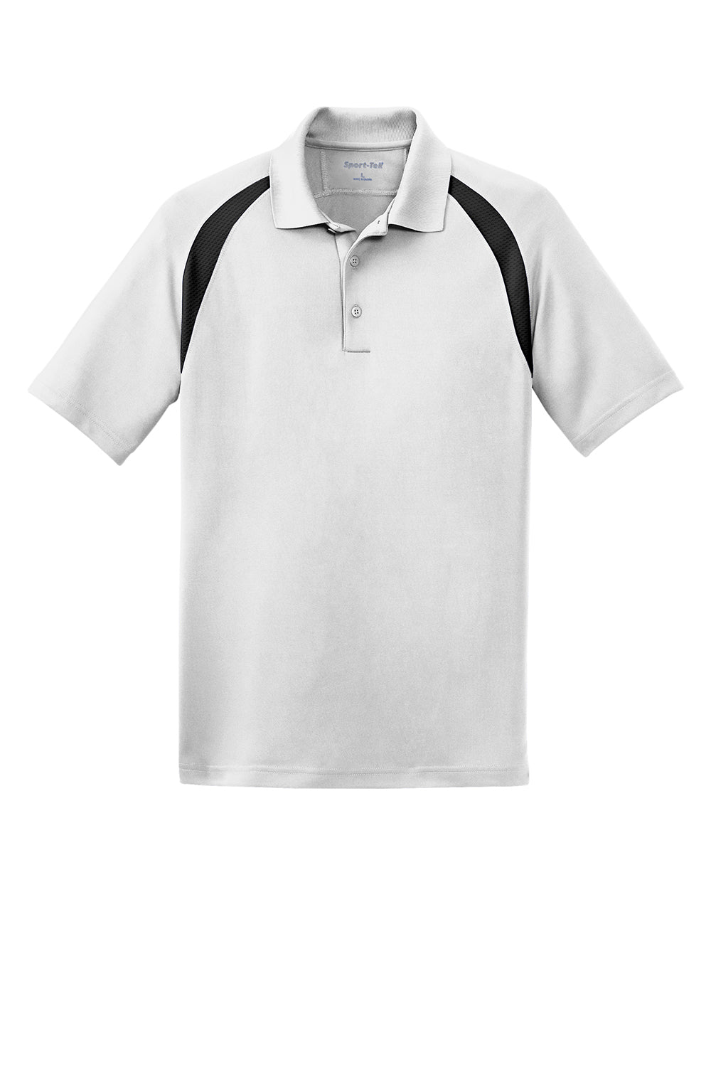 Sport-Tek T476 Mens Dry Zone Moisture Wicking Short Sleeve Polo Shirt White/Black Flat Front