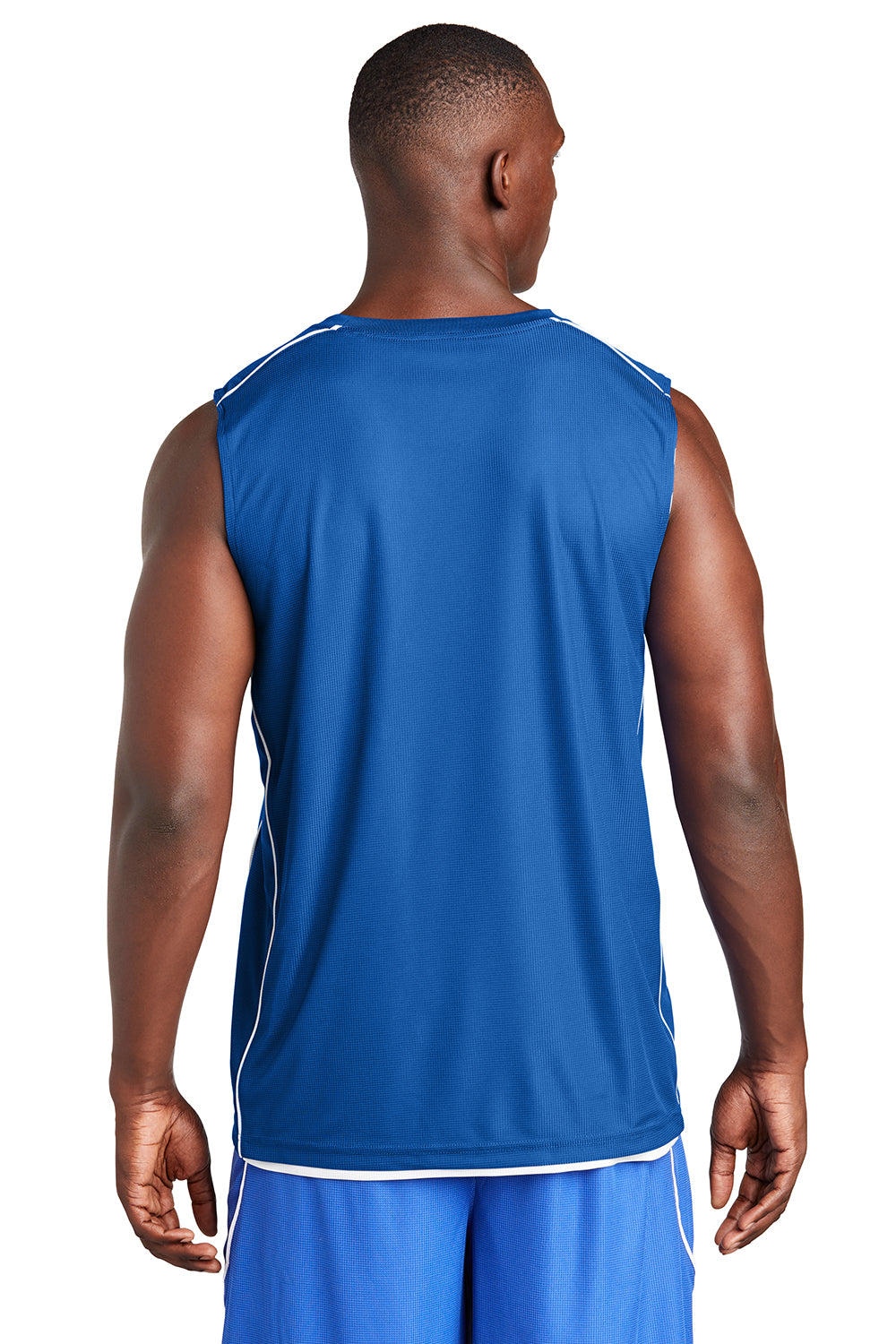 Sport-Tek T555 Mens Moisture Wicking Mesh Reversible Tank Top True Royal Blue Model Back