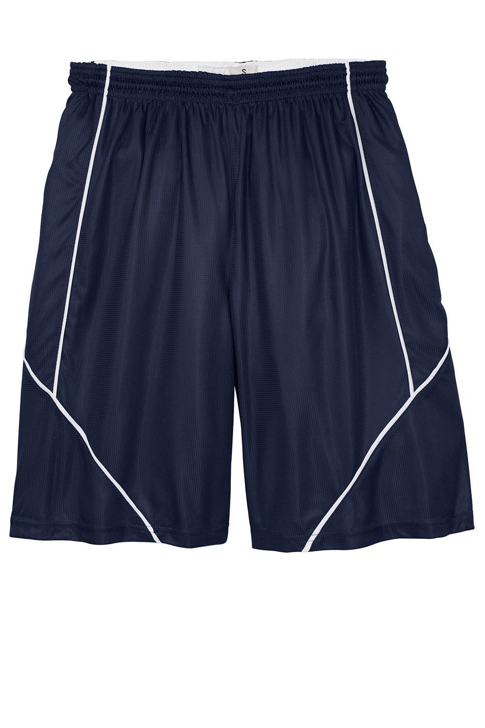 Sport-Tek T565 Mens Moisture Wicking Mesh Reversible Spliced Shorts True Navy Blue Flat Front