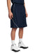 Sport-Tek T565 Mens Moisture Wicking Mesh Reversible Spliced Shorts True Navy Blue Model Front