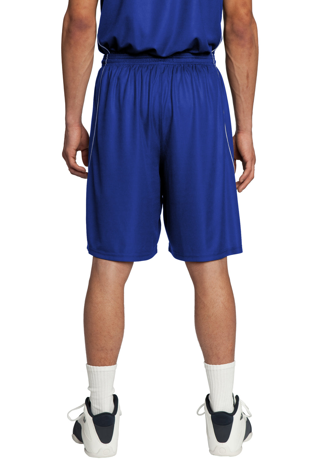 Sport-Tek T565 Mens Moisture Wicking Mesh Reversible Spliced Shorts True Royal Blue Model Back