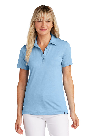 TravisMathew TM1LD005 Womens Sunnyvale Short Sleeve Polo Shirt Heather Strong Blue Model Front