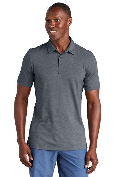 TravisMathew TM1MAA369 Mens Sunnyvale Short Sleeve Polo Shirt Heather Night Blue Model Front