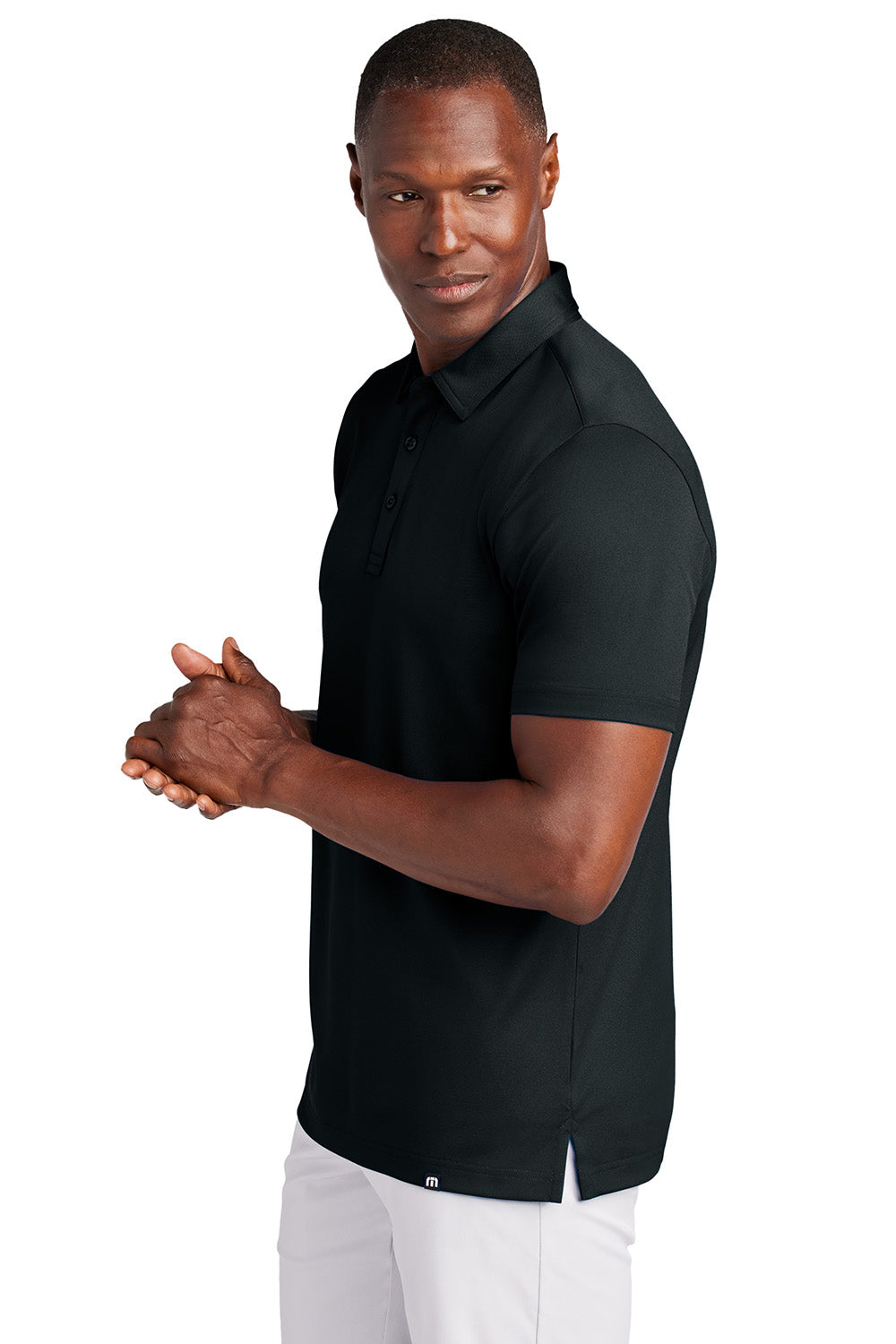 TravisMathew TM1MAA370 Mens Cabana Short Sleeve Polo Shirt Black Model Side