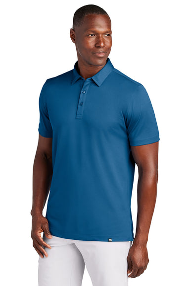 TravisMathew TM1MAA370 Mens Cabana Short Sleeve Polo Shirt Classic Blue Model Front