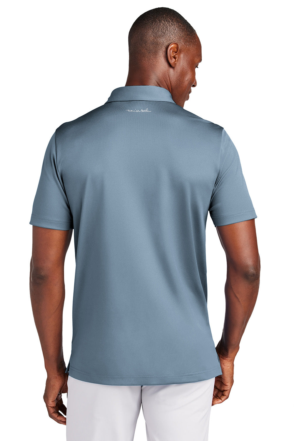 TravisMathew TM1MAA370 Mens Cabana Short Sleeve Polo Shirt Light Denim Blue Model Back