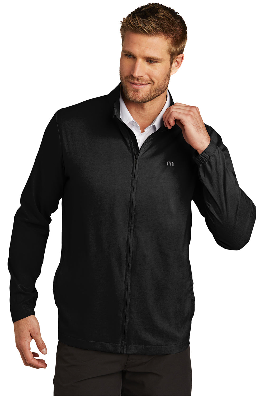 TravisMathew TM1MU422 Mens Surfside Full Zip Jacket Black Model Front