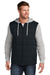 TravisMathew TM1MZ336 Mens Tides Up Full Zip Hooded Jacket Black/Heather Grey Model Front