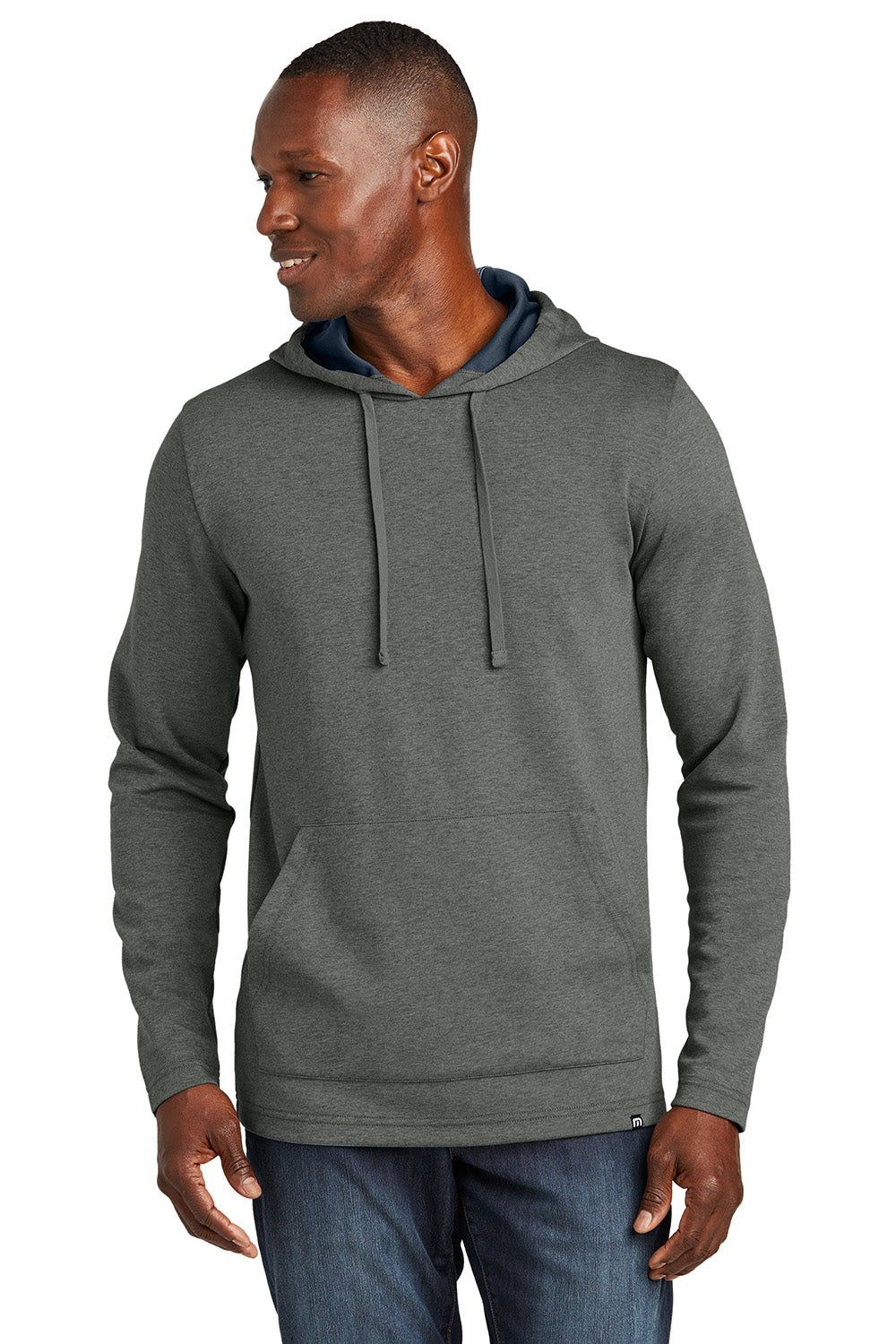 TravisMathew TM1MZ337 Mens Coveside Hooded Sweatshirt Hoodie Heather Dark Grey Model Front