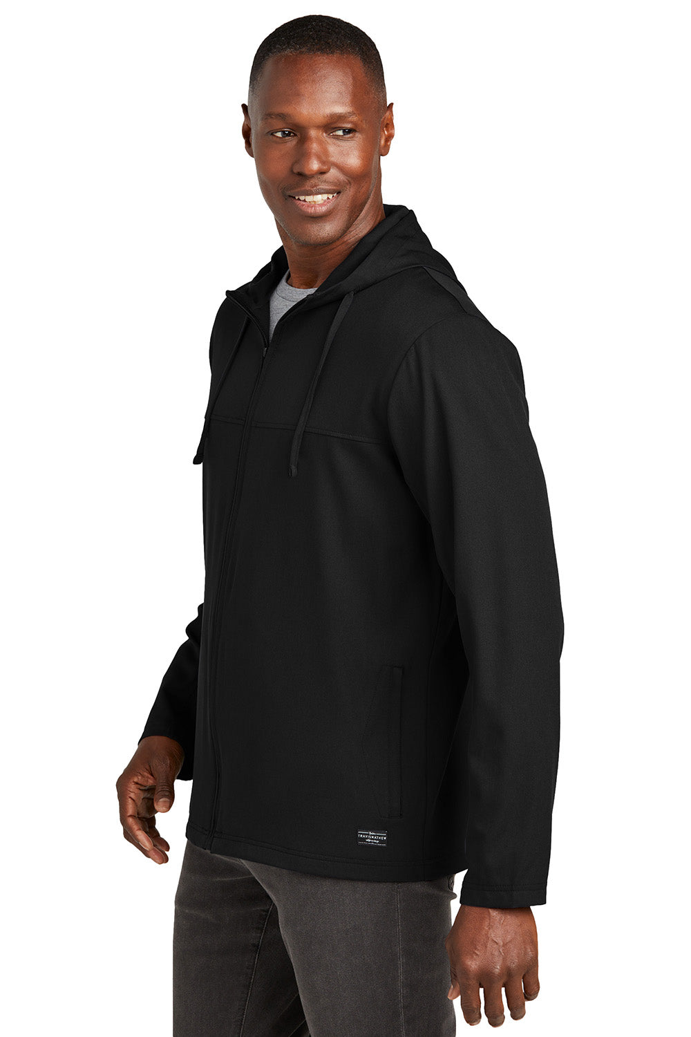 TravisMathew TM1MZ338 Mens Balboa Full Zip Hooded Jacket Black Model Side