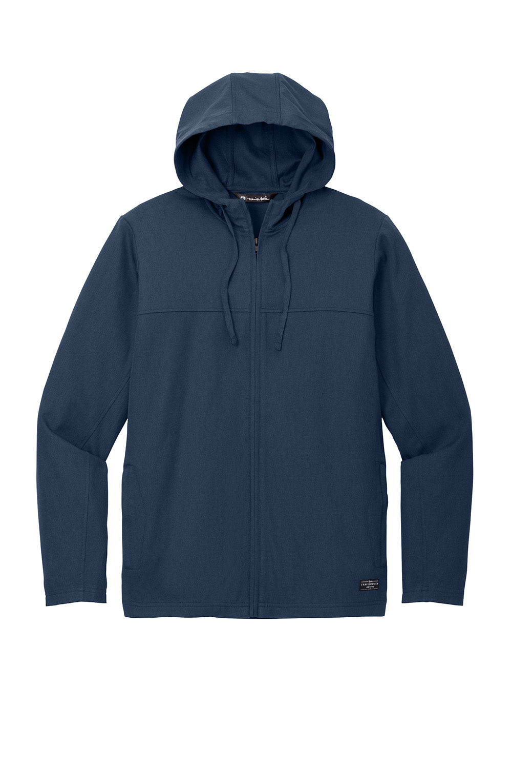 TravisMathew TM1MZ338 Mens Balboa Full Zip Hooded Jacket Heather Night Blue Flat Front