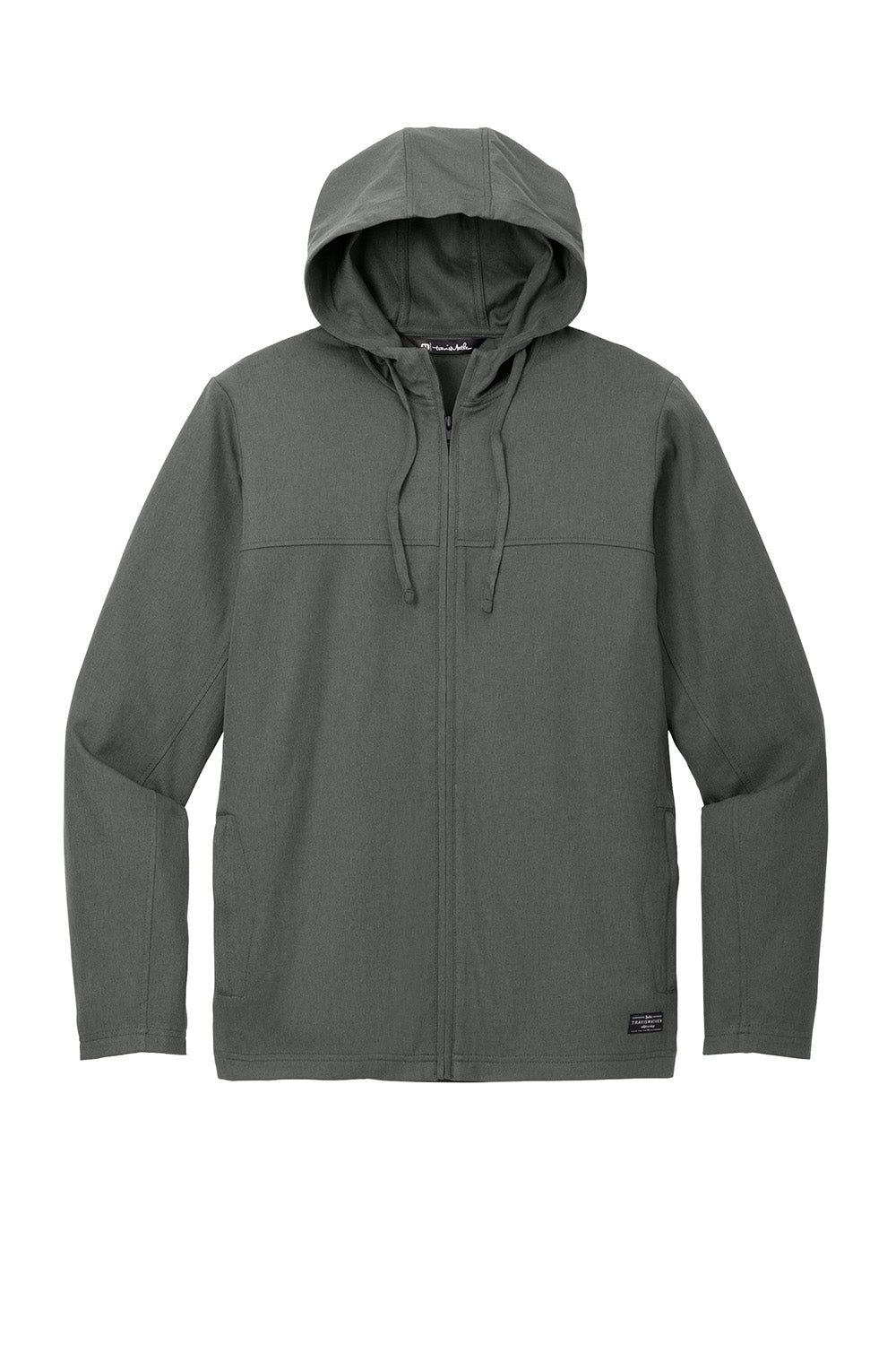 TravisMathew TM1MZ338 Mens Balboa Full Zip Hooded Jacket Heather Dark Grey Flat Front