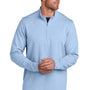 TravisMathew Mens Coveside Wrinkle Resistant 1/4 Zip Sweatshirt - Heather Light Blue - New