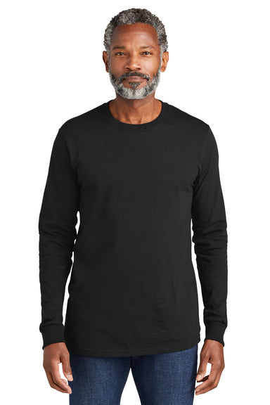 Volunteer Knitwear VL100LS Mens USA Made All American Long Sleeve Crewneck T-Shirt Deep Black Model Front