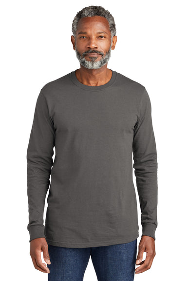 Volunteer Knitwear VL100LS Mens USA Made All American Long Sleeve Crewneck T-Shirt Steel Grey Model Front