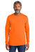 Volunteer Knitwear VL100LS Mens USA Made All American Long Sleeve Crewneck T-Shirt Safety Orange Model Front