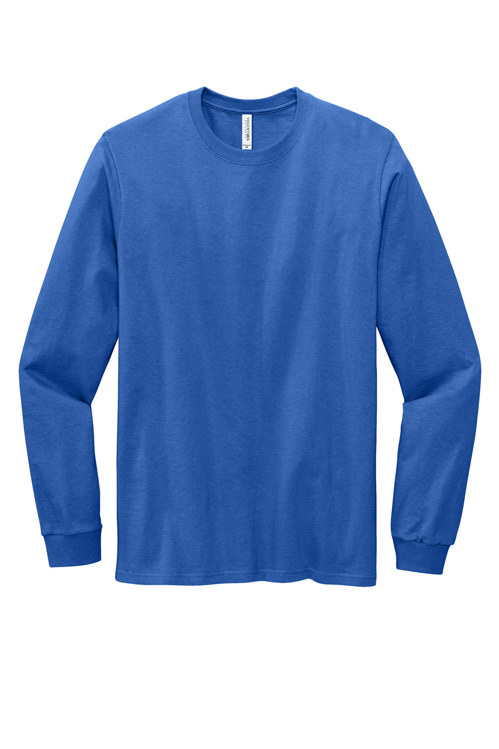 Volunteer Knitwear VL100LS Mens USA Made All American Long Sleeve Crewneck T-Shirt True Royal Blue Flat Front