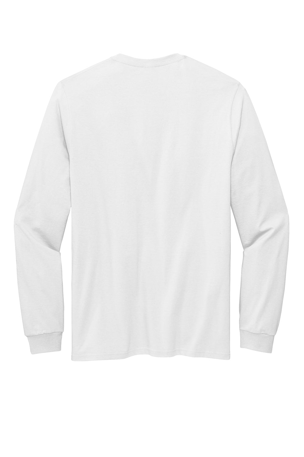 Volunteer Knitwear VL100LS Mens USA Made All American Long Sleeve Crewneck T-Shirt White Flat Back