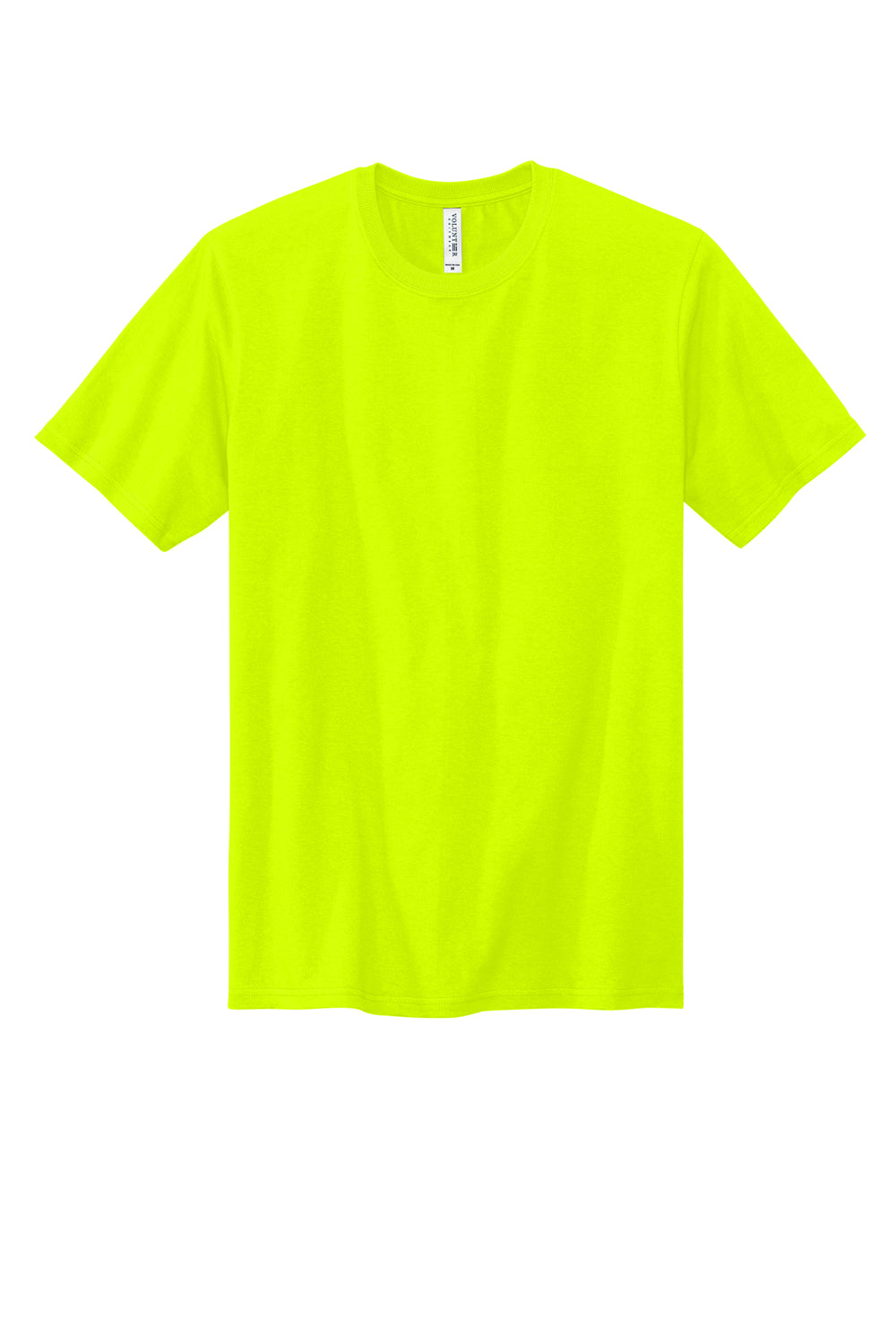 Volunteer Knitwear VL100 Mens USA Made All American Short Sleeve Crewneck T-Shirt Safety Green Flat Front