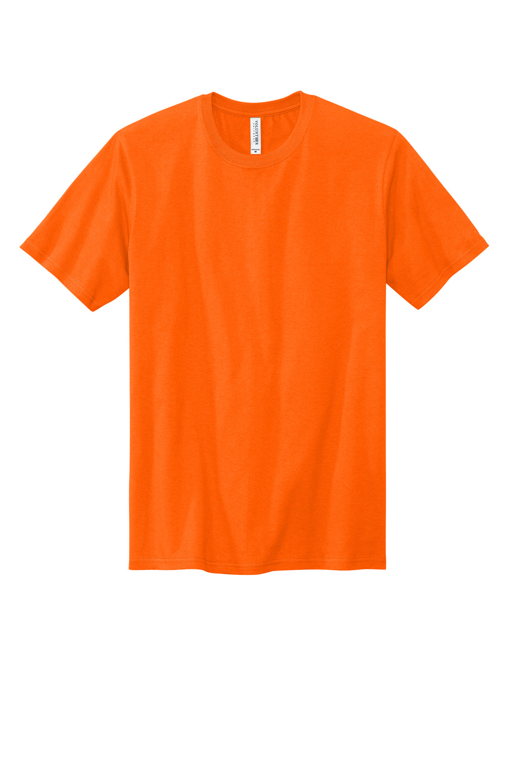 Volunteer Knitwear VL100 Mens USA Made All American Short Sleeve Crewneck T-Shirt Safety Orange Flat Front