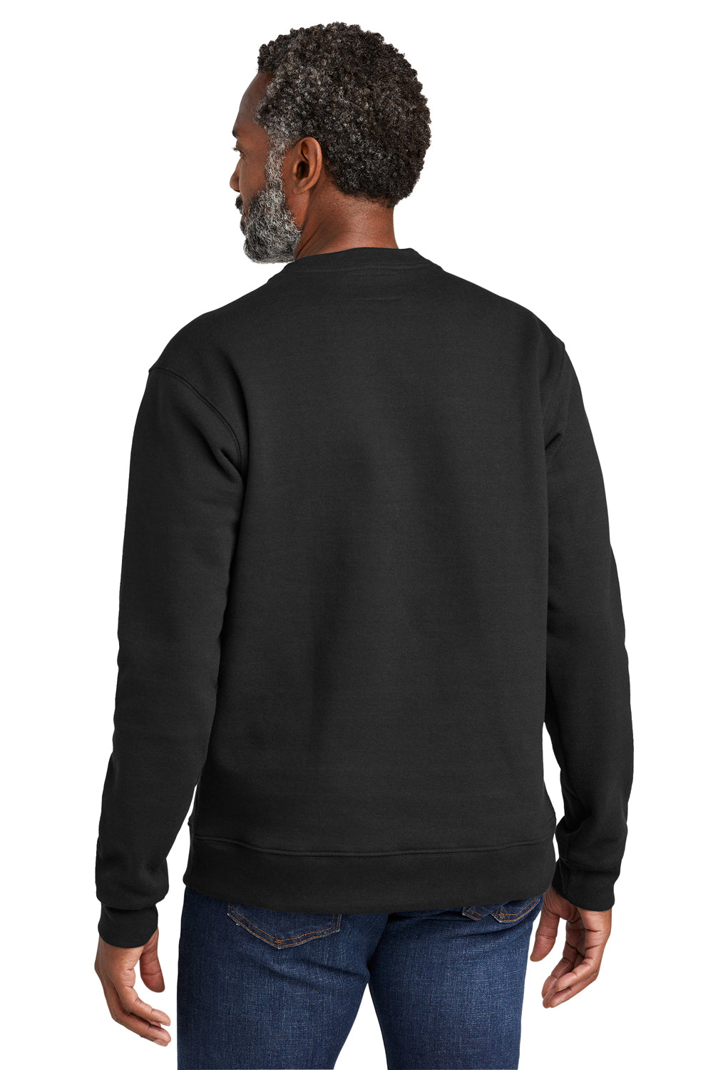 Volunteer Knitwear VL130 Mens USA Made Chore Fleece Crewneck Sweatshirt Deep Black Model Back