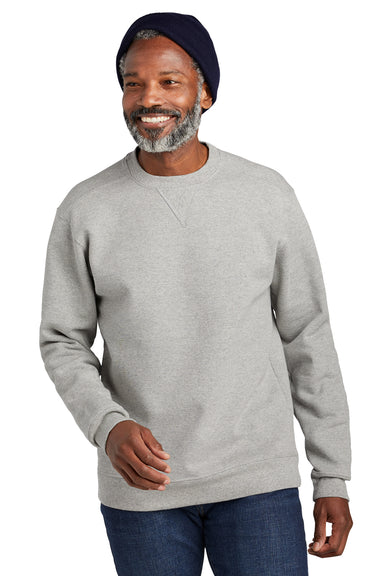 Volunteer Knitwear VL130 Mens USA Made Chore Fleece Crewneck Sweatshirt Heather Grey Model Front