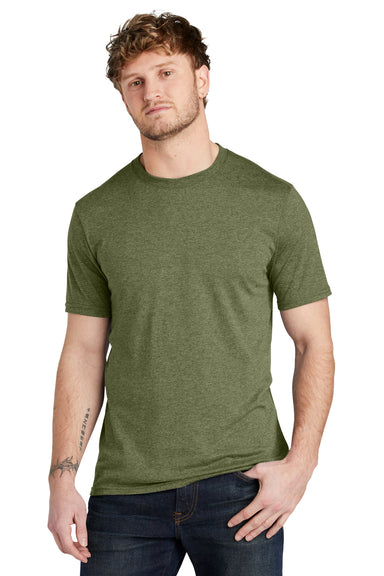 Volunteer Knitwear VL40 Mens USA Made Short Sleeve Crewneck T-Shirt Heather Military Green Model Front