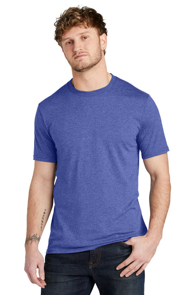 Volunteer Knitwear VL40 Mens USA Made Short Sleeve Crewneck T-Shirt Heather True Royal Blue Model Front