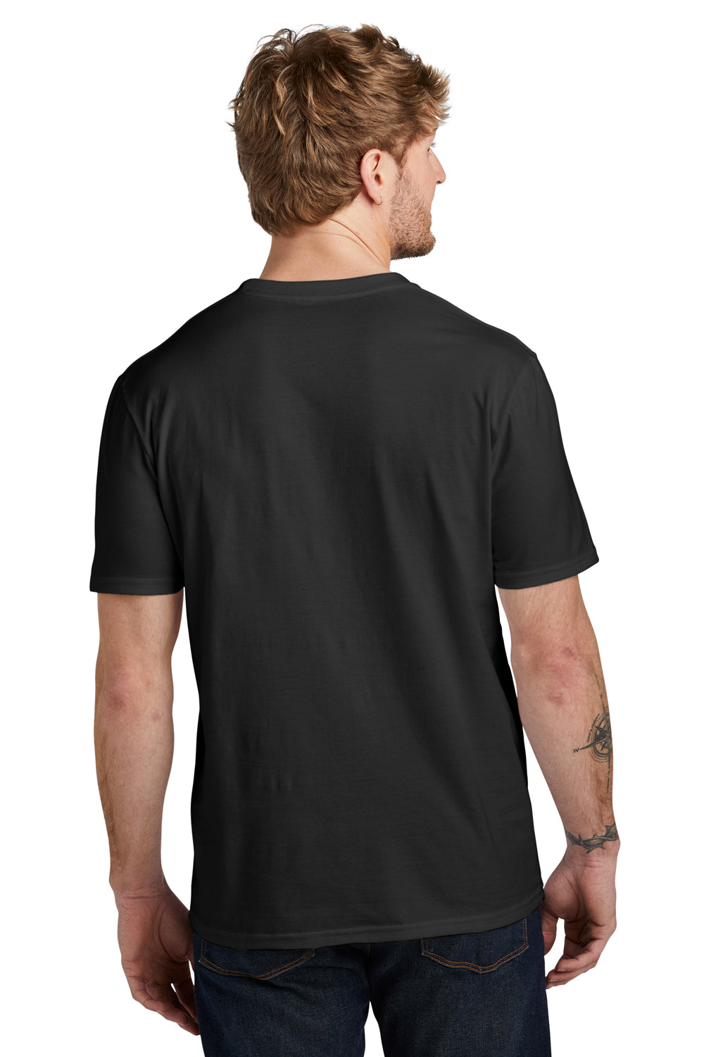 Volunteer Knitwear VL45 Mens USA Made Daily Short Sleeve Crewneck T-Shirt Deep Black Model Back