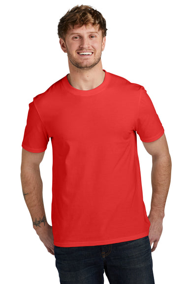 Volunteer Knitwear VL45 Mens USA Made Daily Short Sleeve Crewneck T-Shirt Flag Red Model Front