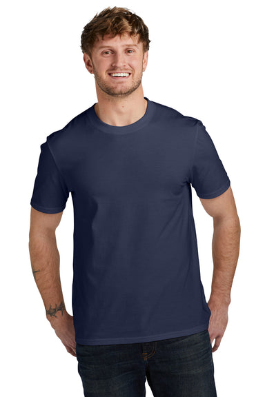 Volunteer Knitwear VL45 Mens USA Made Daily Short Sleeve Crewneck T-Shirt Strong Navy Blue Model Front