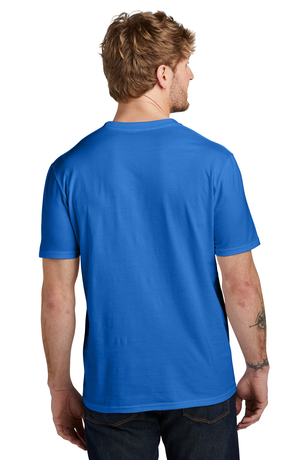 Volunteer Knitwear VL45 Mens USA Made Daily Short Sleeve Crewneck T-Shirt True Royal Blue Model Back