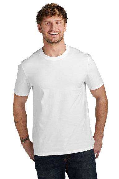 Volunteer Knitwear VL45 Mens USA Made Daily Short Sleeve Crewneck T-Shirt White Model Front