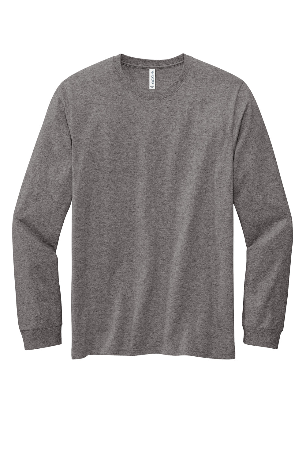 Volunteer Knitwear VL60LS Mens USA Made Chore Long Sleeve Crewneck T-Shirt Heather Dark Grey Flat Front