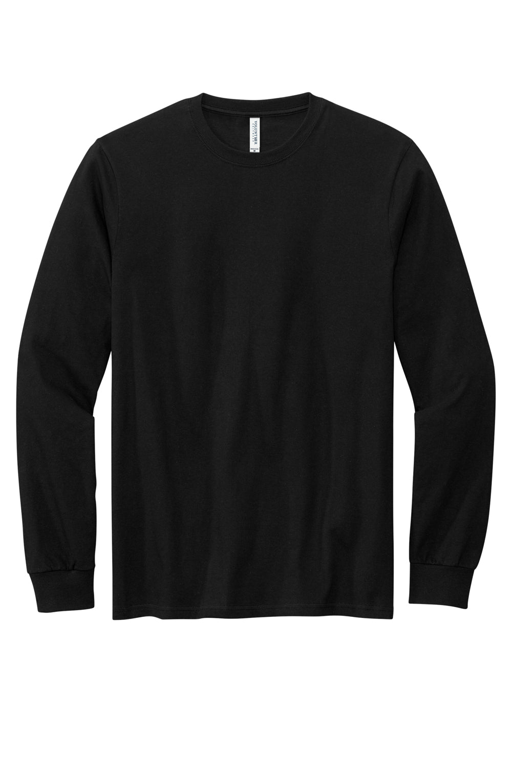 Volunteer Knitwear VL60LS Mens USA Made Chore Long Sleeve Crewneck T-Shirt Deep Black Flat Front