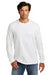 Volunteer Knitwear VL60LS Mens USA Made Chore Long Sleeve Crewneck T-Shirt White Model Front