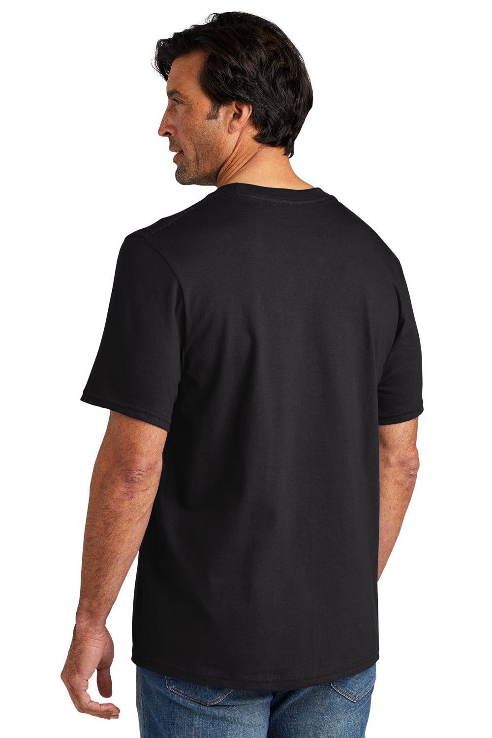 Volunteer Knitwear VL60 Mens USA Made Chore Short Sleeve Crewneck T-Shirt Deep Black Model Back