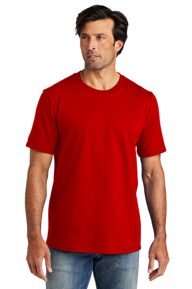 Volunteer Knitwear VL60 Mens USA Made Chore Short Sleeve Crewneck T-Shirt Flag Red Model Front