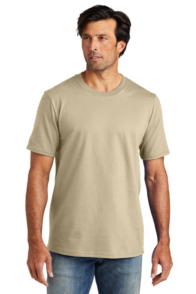 Volunteer Knitwear VL60 Mens USA Made Chore Short Sleeve Crewneck T-Shirt Sand Dune Model Front