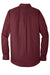 Port Authority W100/TW100 Mens Carefree Stain Resistant Long Sleeve Button Down Shirt w/ Pocket Burgundy Flat Back