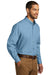 Port Authority W100/TW100 Mens Carefree Stain Resistant Long Sleeve Button Down Shirt w/ Pocket Carolina Blue Model 3q