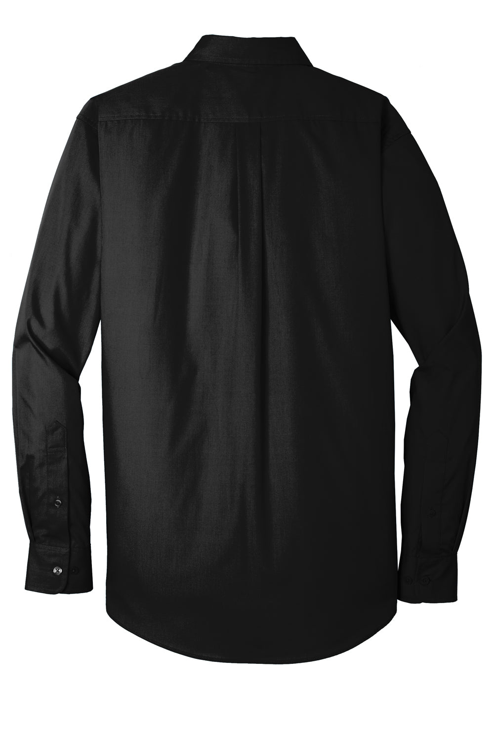 Port Authority W100/TW100 Mens Carefree Stain Resistant Long Sleeve Button Down Shirt w/ Pocket Deep Black Flat Back