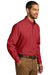 Port Authority W100/TW100 Mens Carefree Stain Resistant Long Sleeve Button Down Shirt w/ Pocket Rich Red Model 3q