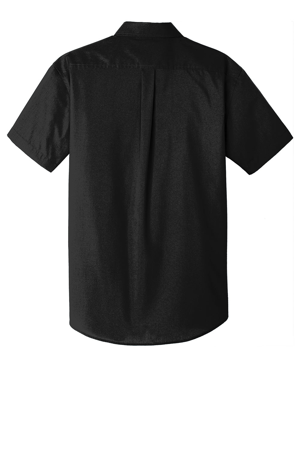 Port Authority W101 Mens Carefree Stain Resistant Short Sleeve Button Down Shirt w/ Pocket Deep Black Flat Back