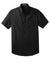 Port Authority W101 Mens Carefree Stain Resistant Short Sleeve Button Down Shirt w/ Pocket Deep Black Flat Front