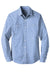 Port Authority W380 Mens Slub Chambray Long Sleeve Button Down Shirt w/ Double Pockets Light Blue Flat Front