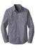 Port Authority W380 Mens Slub Chambray Long Sleeve Button Down Shirt w/ Double Pockets True Navy Blue Flat Front