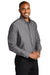 Port Authority W382 Mens Chambray Easy Care Long Sleeve Button Down Shirt w/ Pocket Deep Black Model 3q