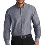 Port Authority Mens Chambray Easy Care Long Sleeve Button Down Shirt w/ Pocket - Estate Blue